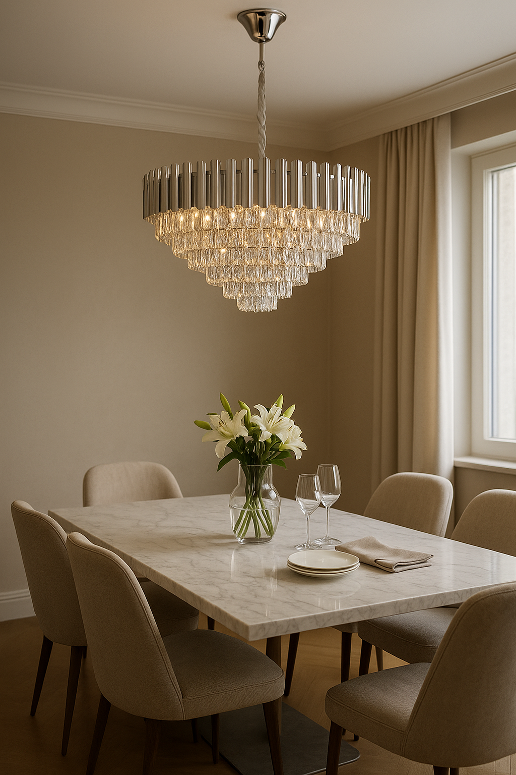 Crystal Elegance – Luxuriöser Kristall-Kronleuchter für Esszimmer & Wohnzimmer