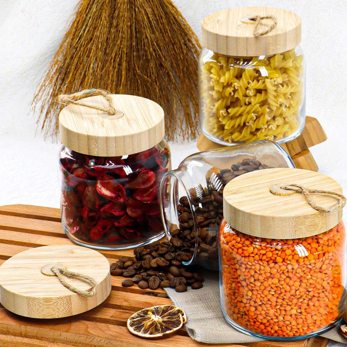 Pasabahce Aufbewahrungsgläser mit Holzdeckel