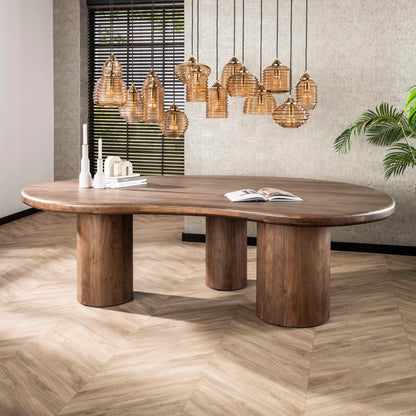 Akazie Massivholz Esstisch “Wave” – Organische Form & Modernes Design