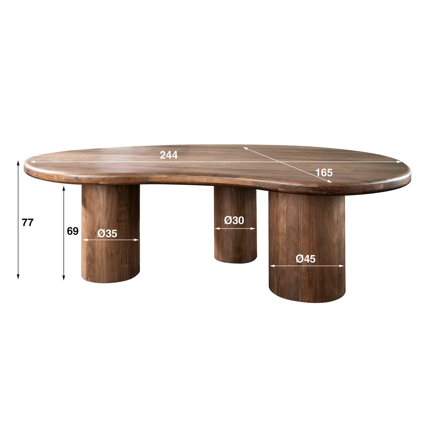 Akazie Massivholz Esstisch “Wave” – Organische Form & Modernes Design