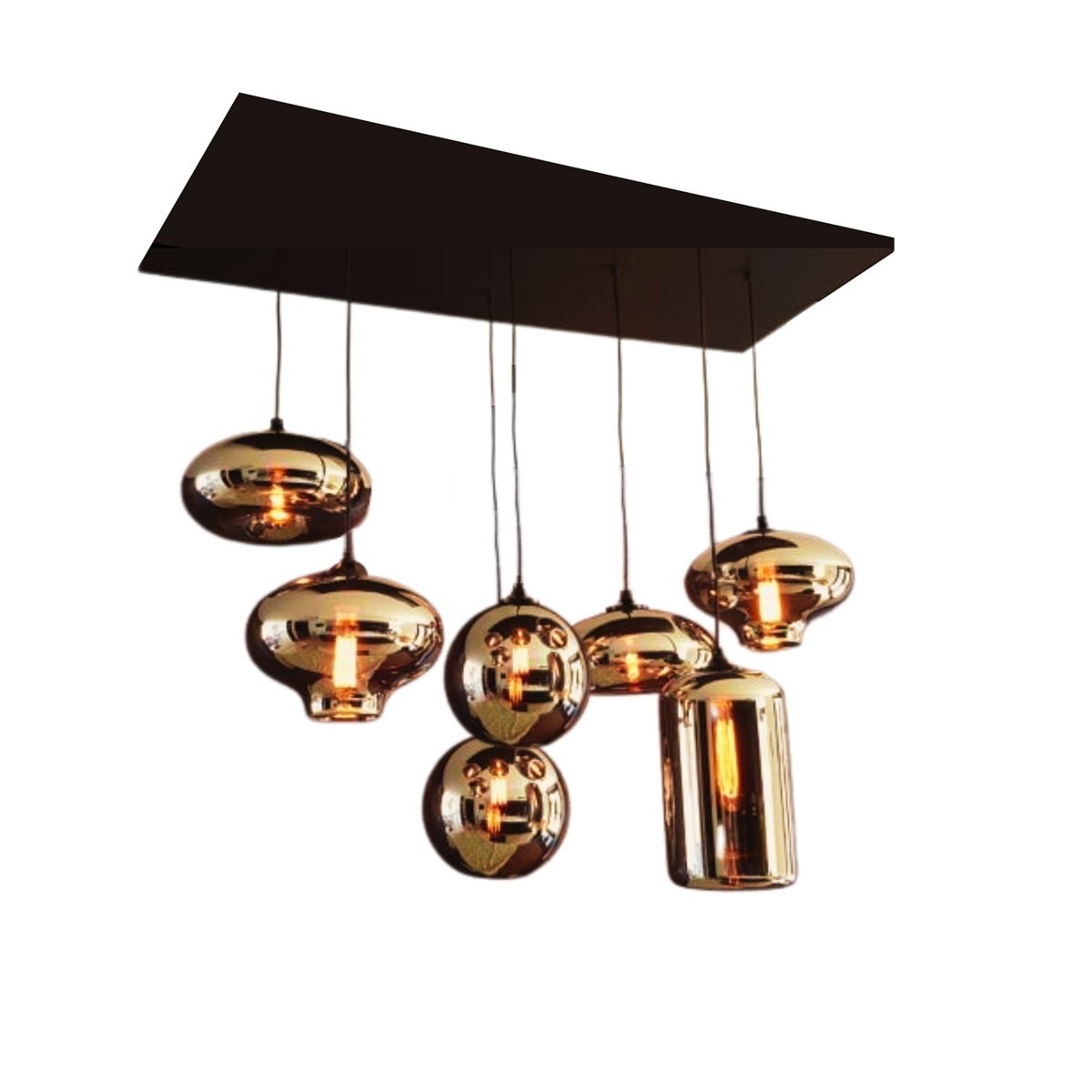 Loft Style Gold Glas Hängeleuchte – Mehrflammige Deckenlampe für Wohnzimmer, Esszimmer und Bar