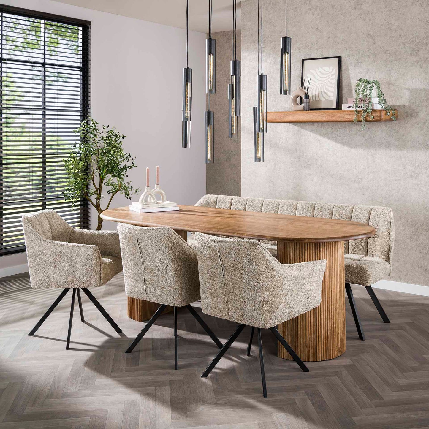 Esstisch Laguna 215x90x78 cm – Elegantes Mangoholz mit geschwungenem Design
