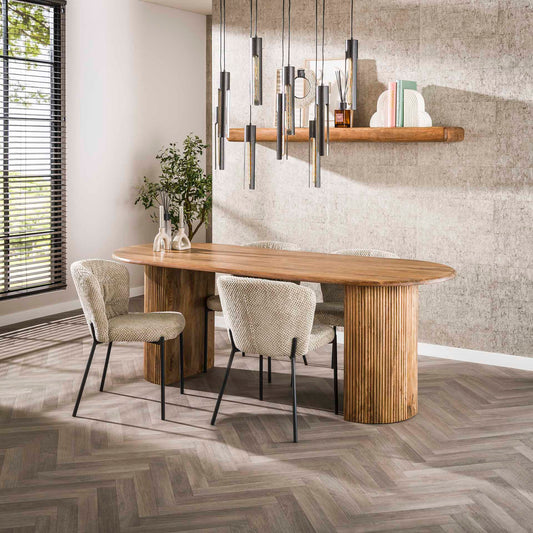 Esstisch Laguna 215x90x78 cm – Elegantes Mangoholz mit geschwungenem Design