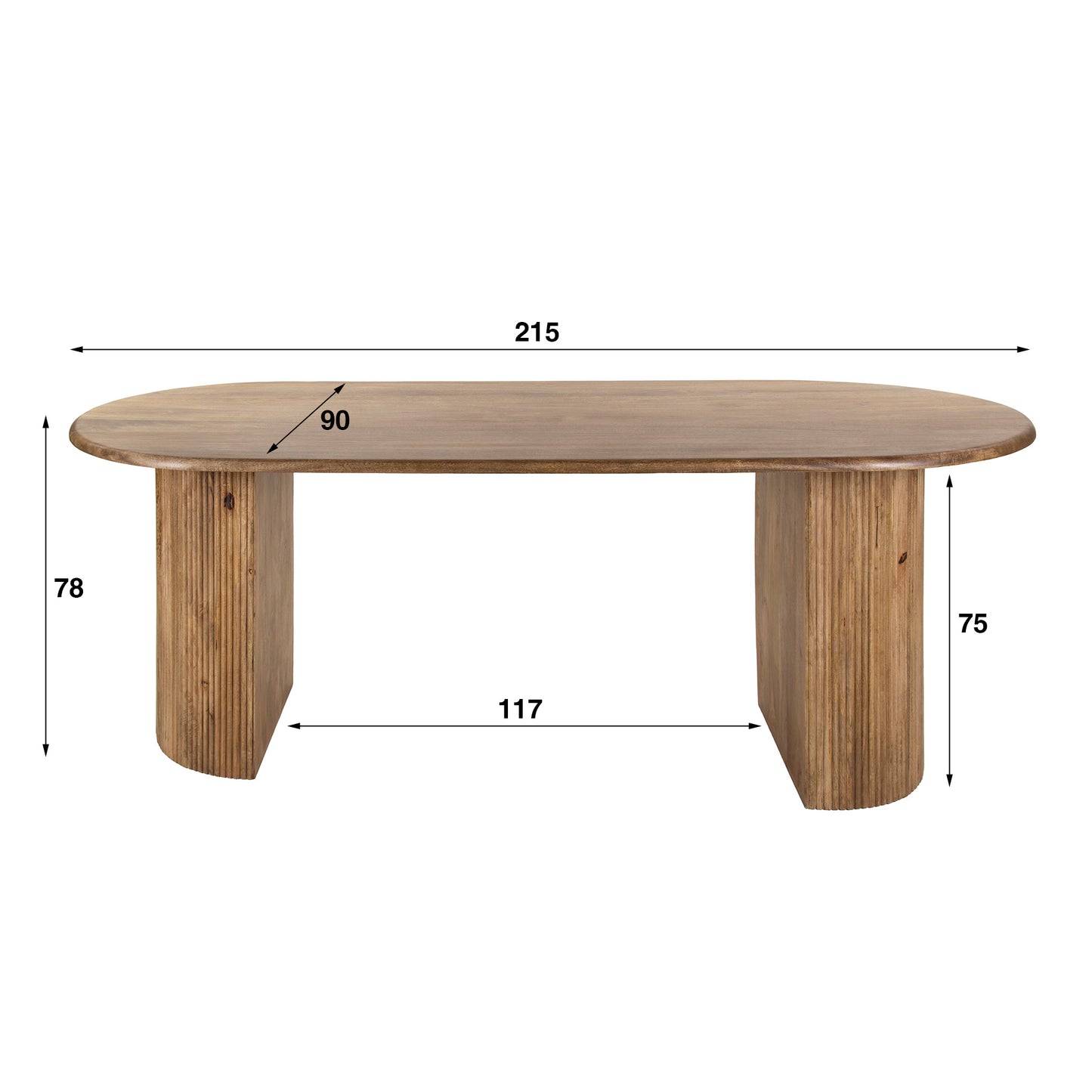 Esstisch Laguna 215x90x78 cm – Elegantes Mangoholz mit geschwungenem Design