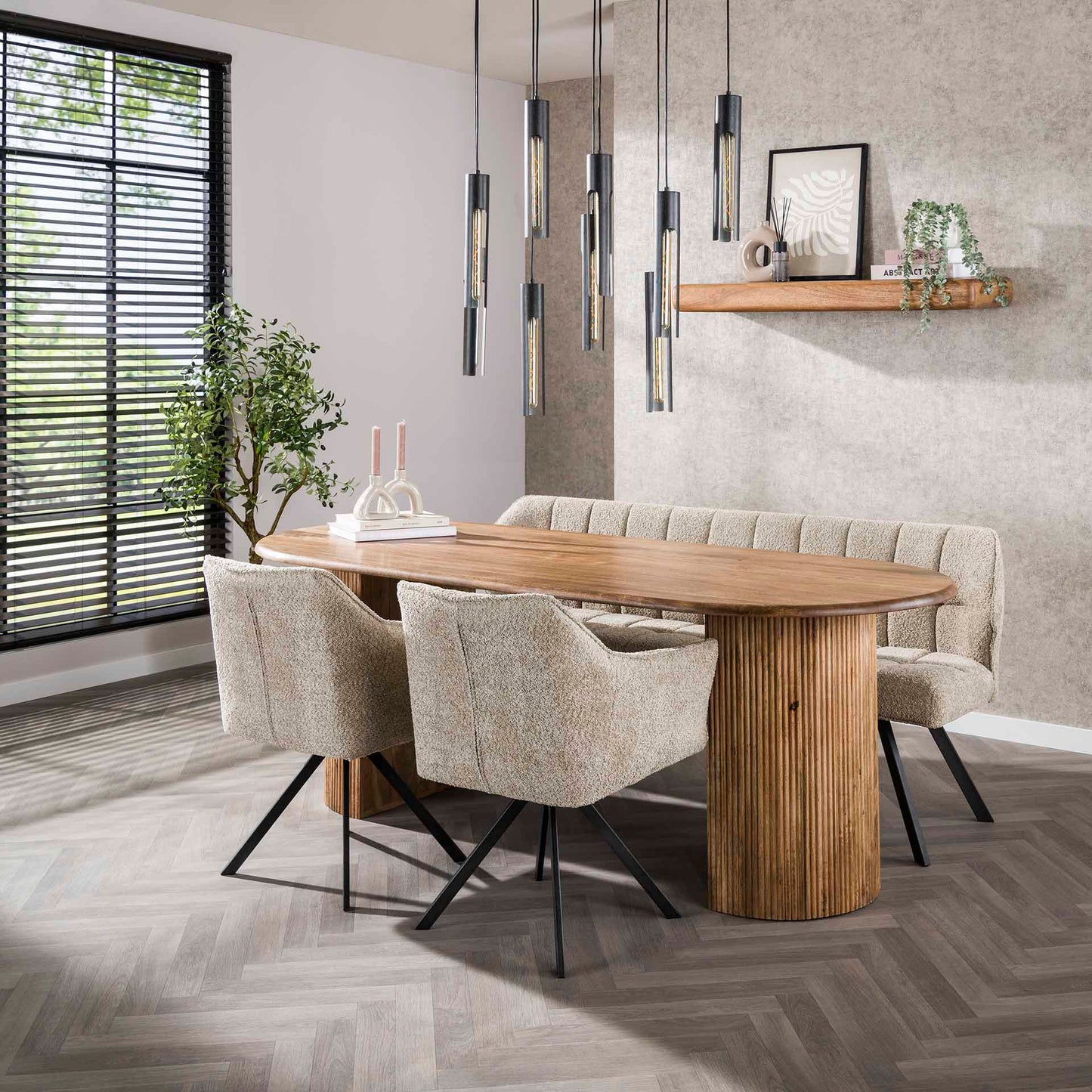 Esstisch Laguna 215x90x78 cm – Elegantes Mangoholz mit geschwungenem Design