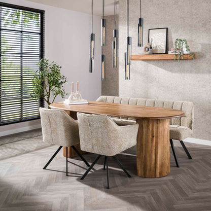 Esstisch Laguna 215x90x78 cm – Elegantes Mangoholz mit geschwungenem Design