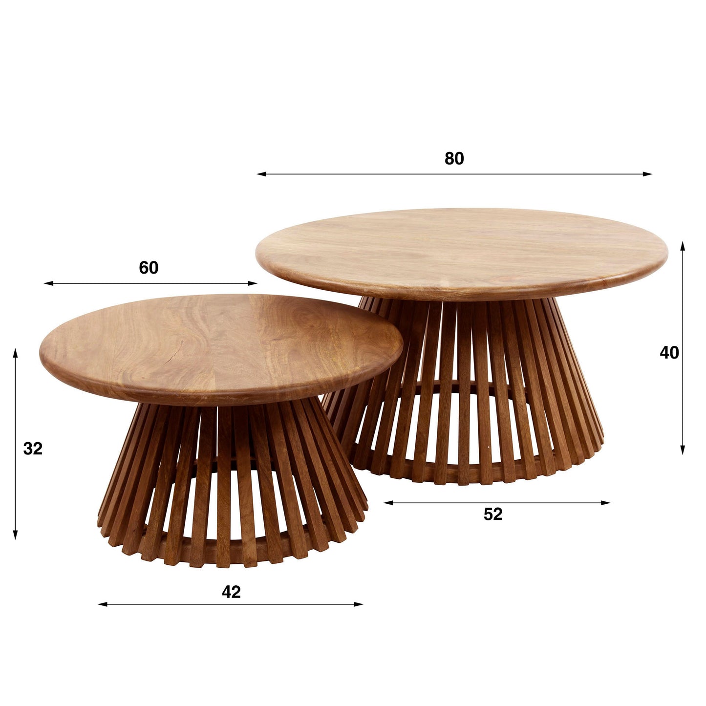 Tweek Salontisch-Set aus Mangoholz (2-teilig) – Couchtisch mit einzigartigem Wave-Design (Kopie)