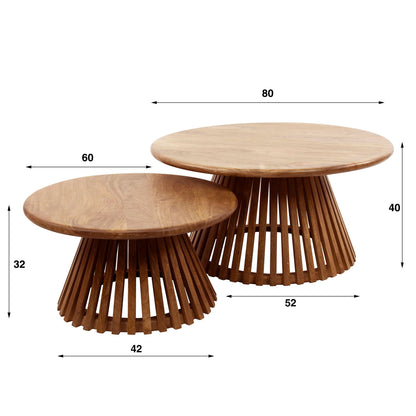 Tweek Salontisch-Set aus Mangoholz (2-teilig) – Couchtisch mit einzigartigem Wave-Design (Kopie)