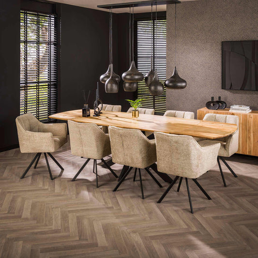 Extend Ausziehbare Esstisch aus massivem Akazienholz 175–275 cm – Moderne Tafel mit Spider-Gestell