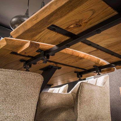 Extend Ausziehbare Esstisch aus massivem Akazienholz 175–275 cm – Moderne Tafel mit Spider-Gestell