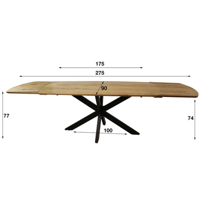Extend Ausziehbare Esstisch aus massivem Akazienholz 175–275 cm – Moderne Tafel mit Spider-Gestell