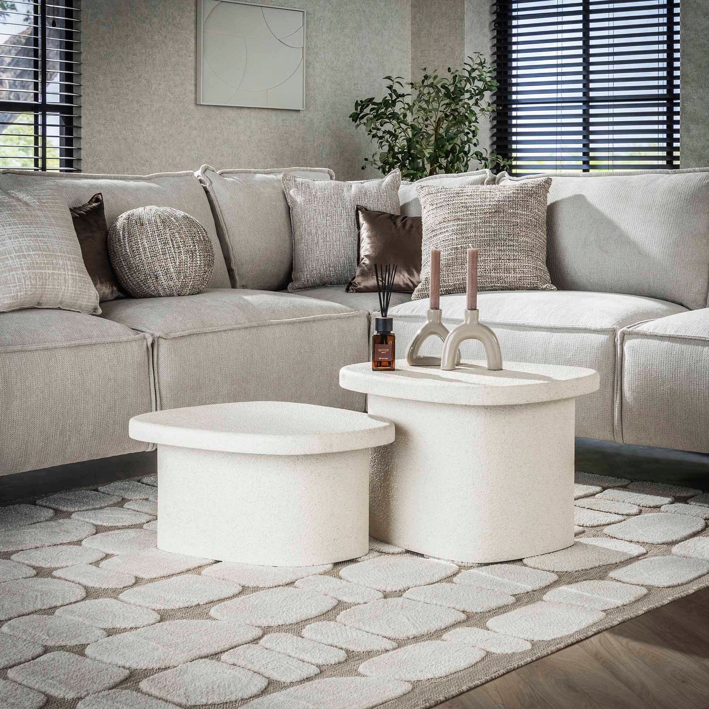 Organic Couchtisch aus Marmor-Komposit – Moderne Couchtisch aus der Stone Serie (110×70 cm)