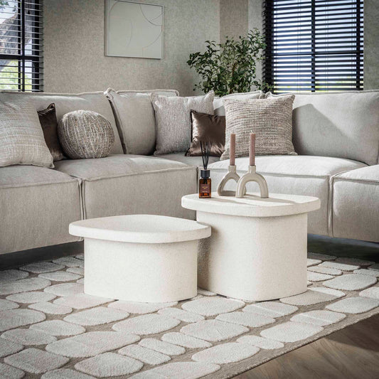 Organic Couchtisch aus Marmor-Komposit – Moderne Couchtisch aus der Stone Serie (110×70 cm)