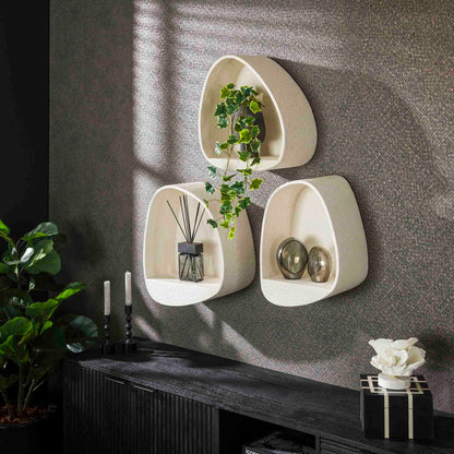Wandregal Altara Tri 42x21x44 cm – Dreieckiges schwebendes Marmorkomposit-Regal