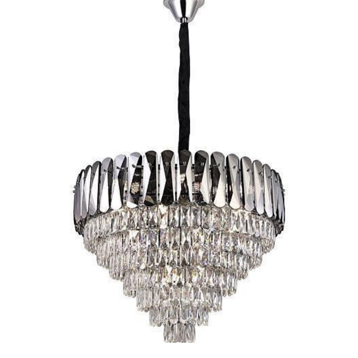 Crystal Cascade Chandelier Rund –  Silber LED Kronleuchter ø60