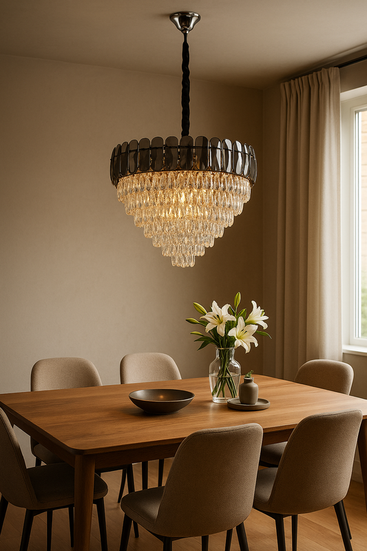 Crystal Cascade Chandelier Rund –  Silber LED Kronleuchter ø45