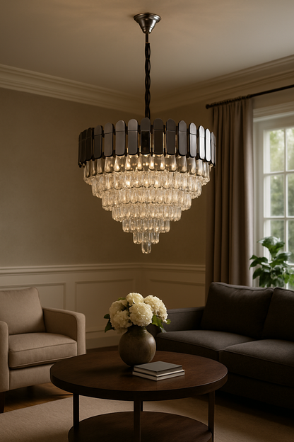 Crystal Cascade Chandelier Rund –  Silber LED Kronleuchter ø60