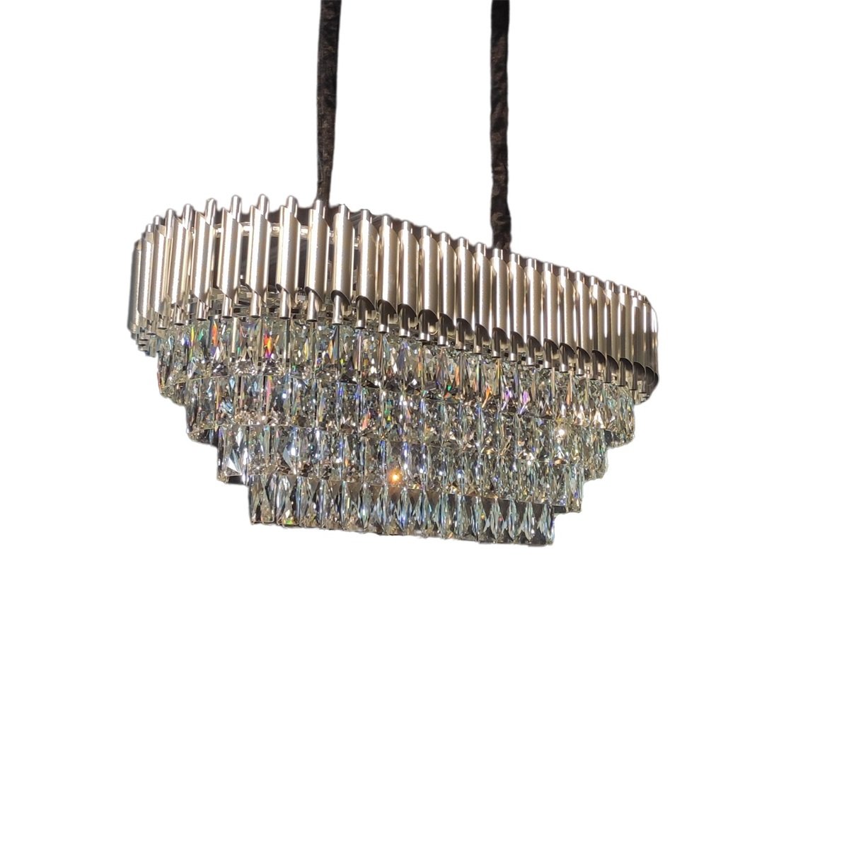 Crystal Wave Deluxe – Moderner Ovaler Kristall-Kronleuchter für Ess- & Wohnräume