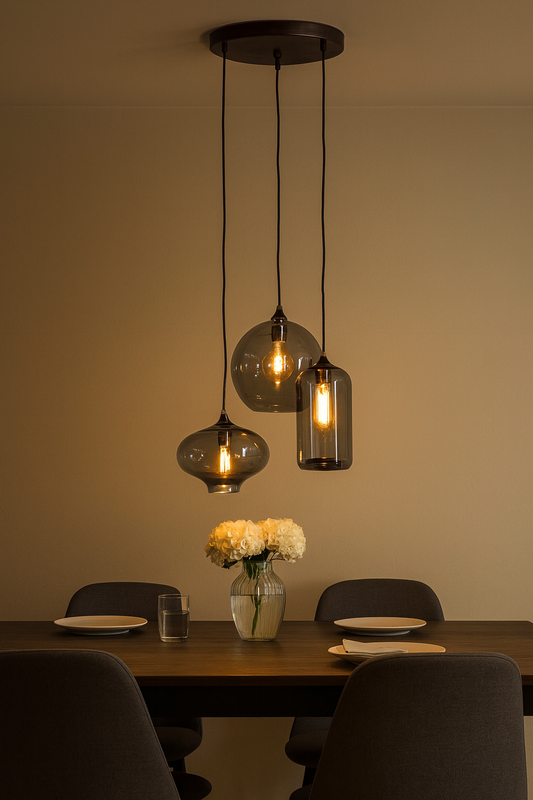 Aurea Trio Pendelleuchte – Mehrflammige Deckenlampe für Wohnzimmer, Esszimmer und Bar (Kopie)